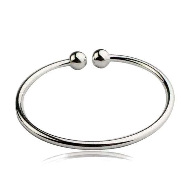 Silver Round Removable Beads Cuff Bangle Bracelet - Picture 2 of 4